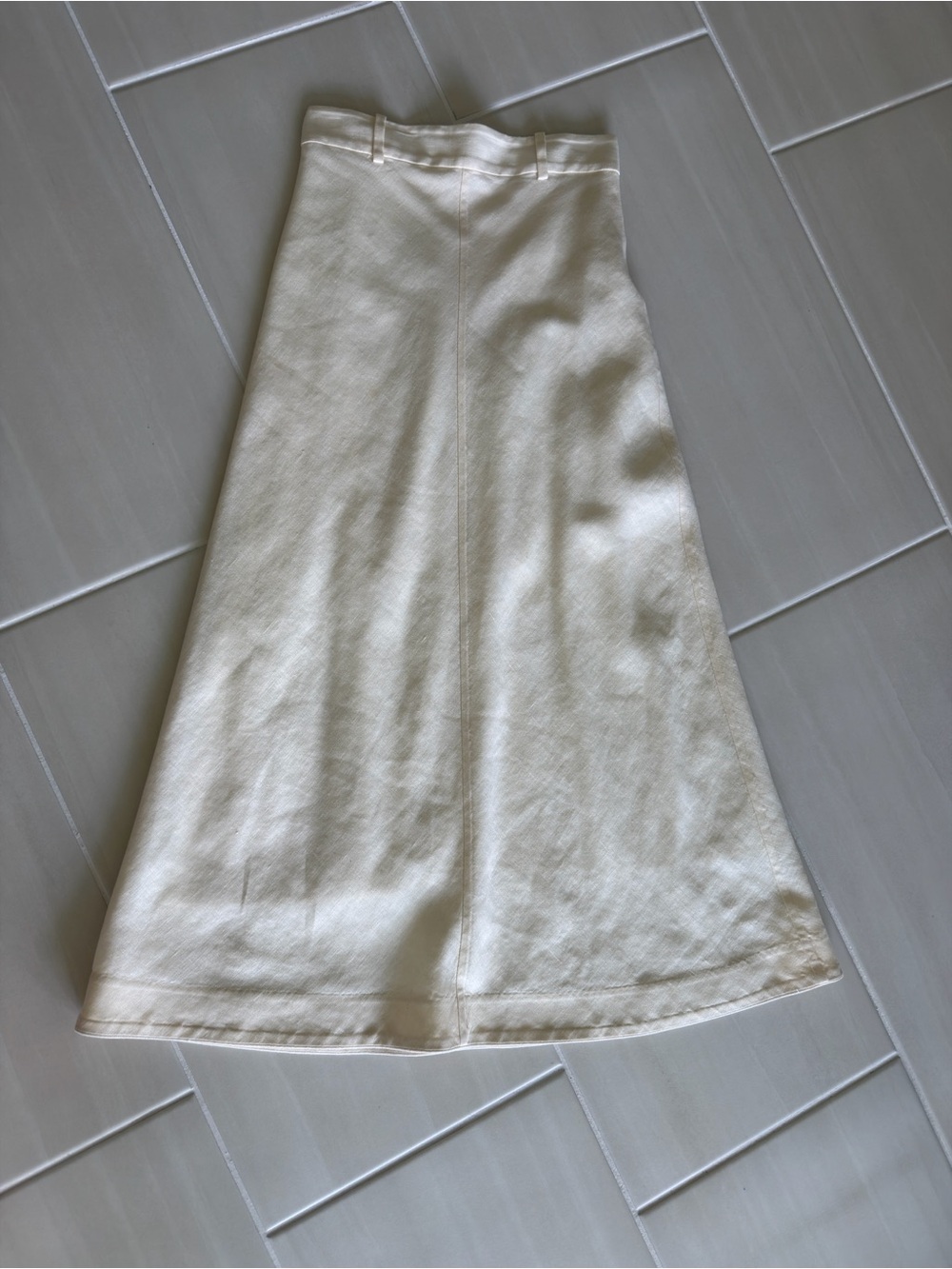 Zimmermann Cream 100% linen straight Midi Skirt